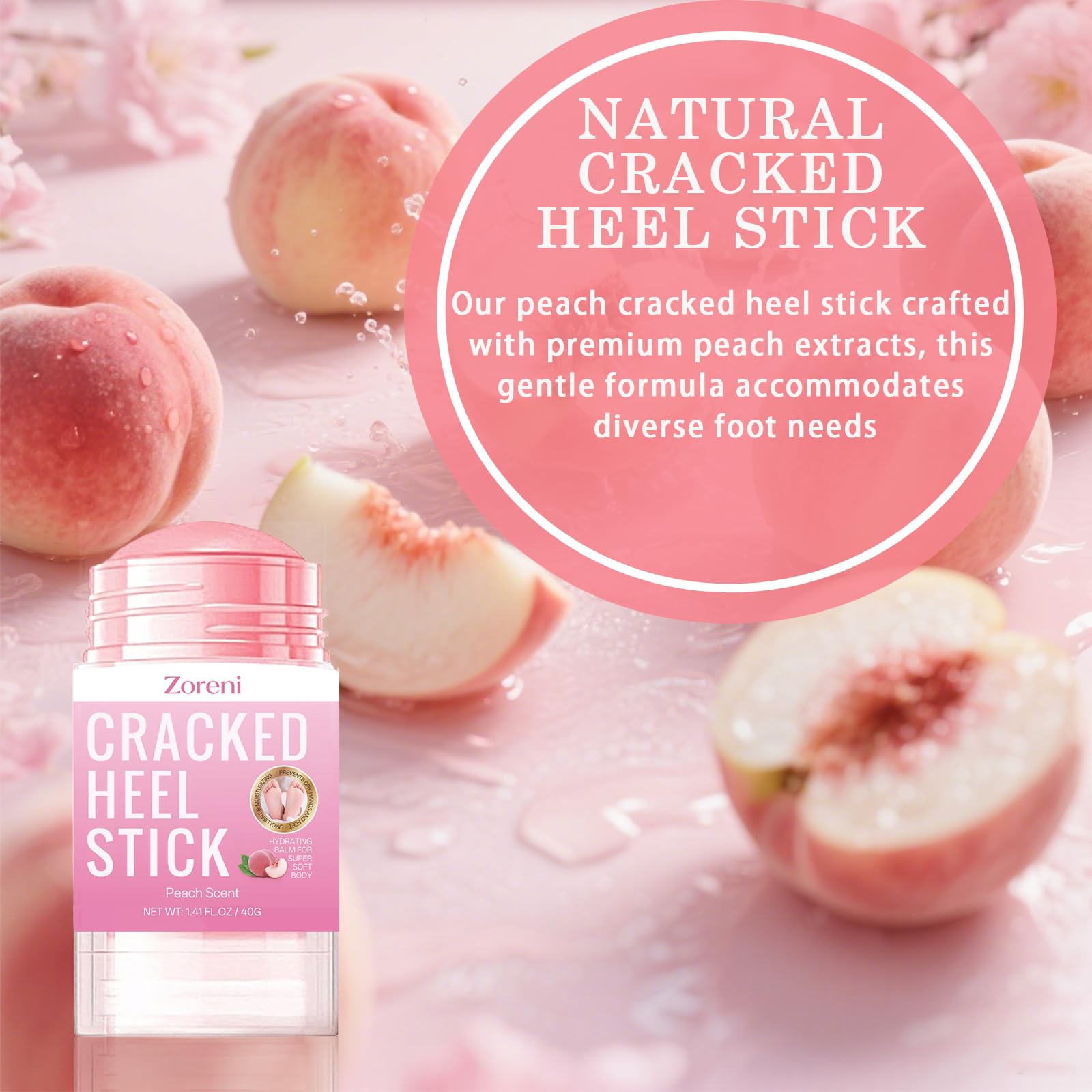 Zoreni 2pcs Hydrating and Anti-Cracking Foot Cream, 2026 Cracked Heel Stick,Foot Cream for Dry Cracked Heels and Feet Women or Men(Peach and Honey)