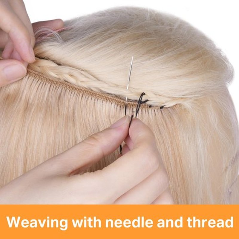 DOORES Hair Extensions Tool Kit, Sew in Weft Hair Extensions Tool Kit, 200 Pcs Silicone Beads, 4 Types Crochet Needles, 1 Pulling Loop, 1 Crochet Hook, 1 Thread, 1 Three Hole Plier, (Black)