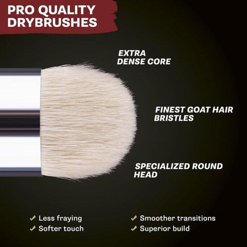 The Army Painter, Masterclass Drybrush Set, 3 Sizes Hobby Drybrushes, Goat Hair Brush Set: 15mm Mighty Drybrush, 12mm Moderate Drybrush, 7mm Miniature Drybrush for Tabletop Roleplaying