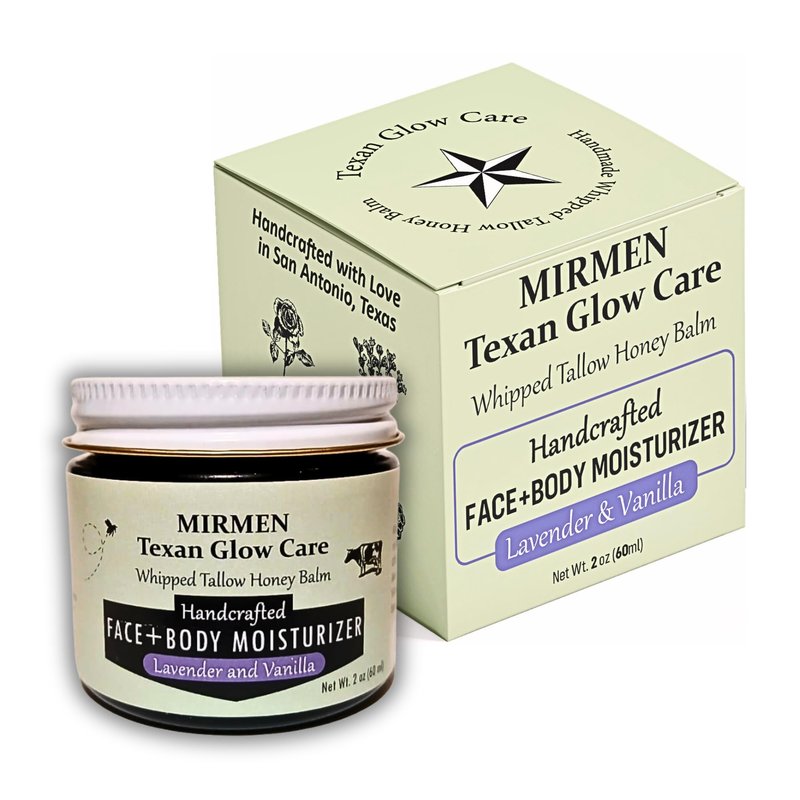 Whipped Tallow Balm – 100% Grass-Fed, Handmade in Texas – Lavender & Vanilla Moisturizer for Face & Body – Deep Hydration for Dry & Sensitive Skin (2 oz)