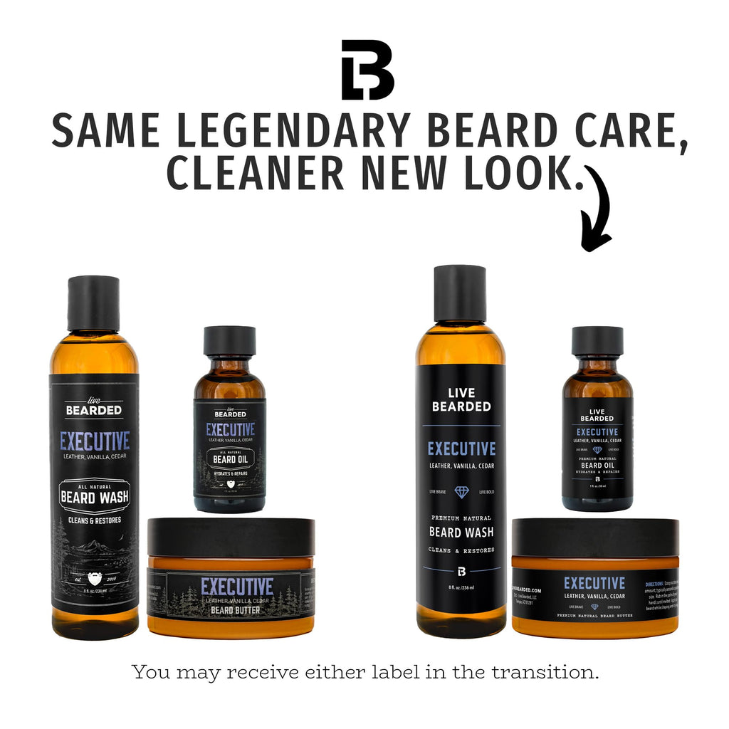 Live Bearded® 3-Step Beard Grooming Kit, Executive, Cedar, Vanilla