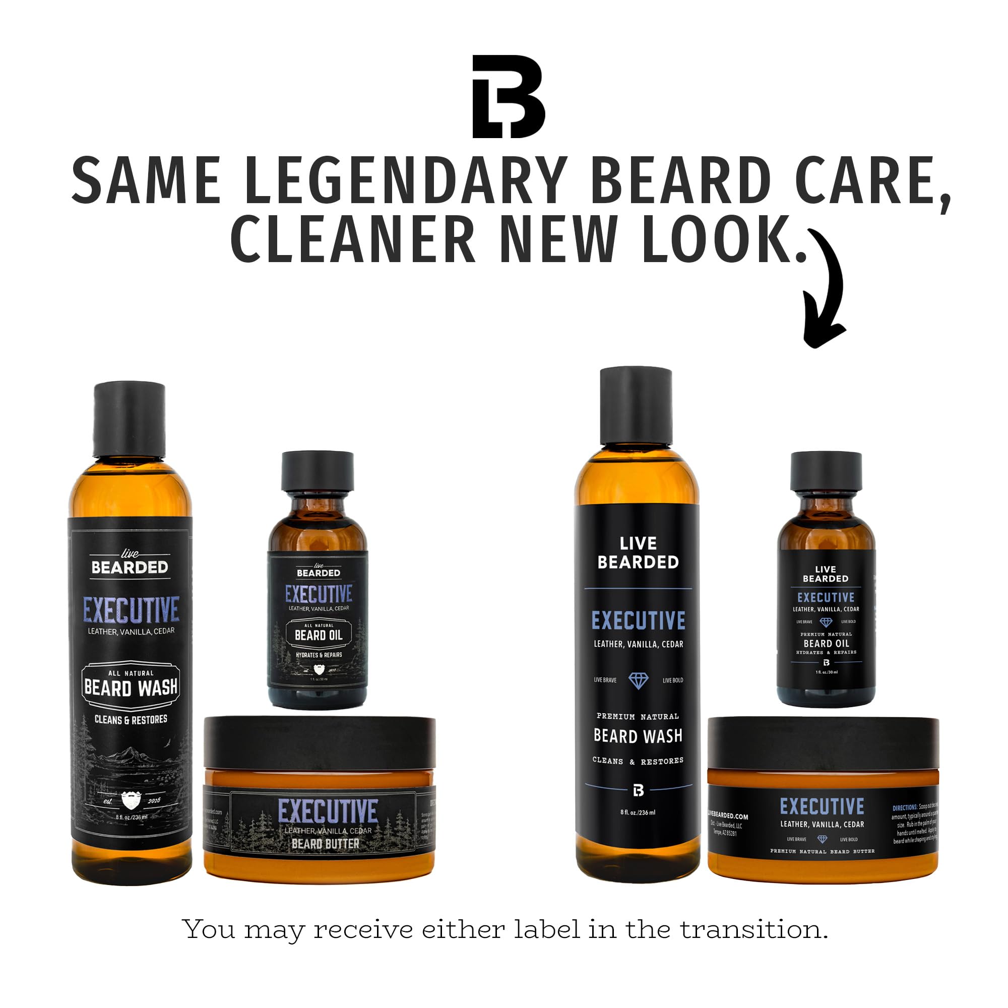 Live Bearded® 3-Step Beard Grooming Kit, Executive, Cedar, Vanilla