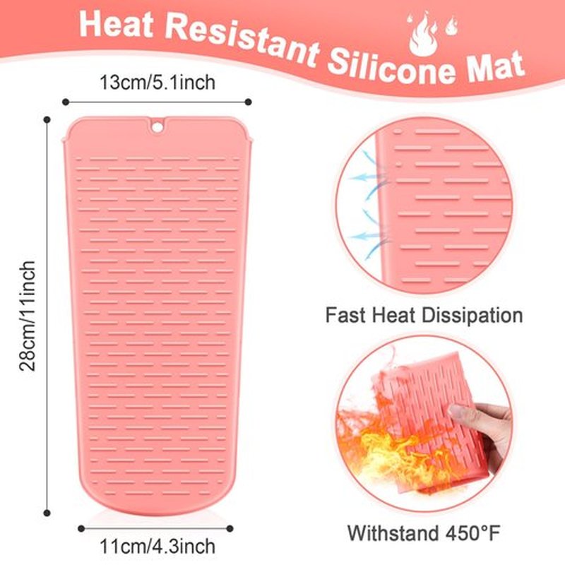 Shappy 2 Pcs Curling Iron Travel Case Cover Heat Resistant Flat Iron Holder Case Sleeve Neoprene Straightener Holder and Silicone Hot Hair Tools Mat Bag(Pink Marble Style)