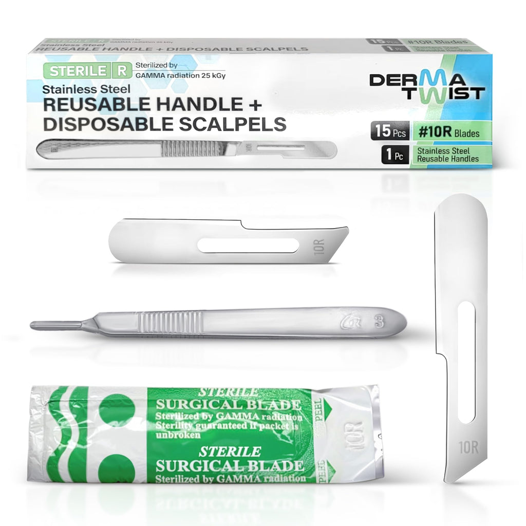 DermaTwist 10R Dermaplane Razor for Women Face – 15-Pack Sterile Dermaplane Scalpels Blades + #3 Dermaplane Handle Facial Razors for Women Face Dermaplaning Professional Face Shaver