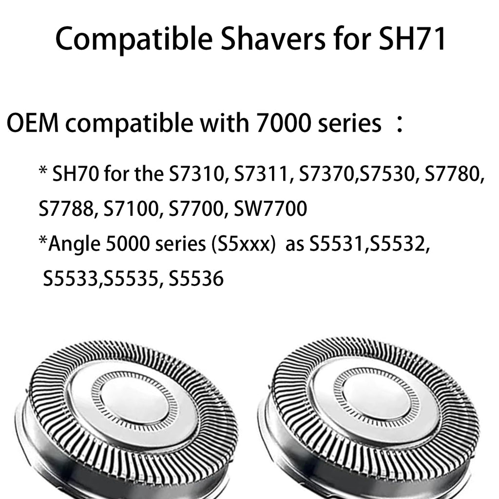 SH71 Replacement Heads for All Series 7000 9000 and Series 5000 Angular Shaver, Dual Ring Mesh for Efficient Shave, Fits S5xxx/S6xxx/S7xxx for Men Electric Shavers