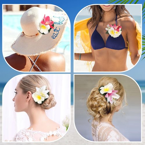 HAIMEIKANG 3 Pieces Hawaiian Flower Hair Clips - Artificial Tropical Flower Hair Pins Large Hair Flowers For Women Hawaiian Hair Accessories Wedding Hair Piece