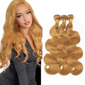 #27 Blonde Bundles Human Hair Blonde Body Wave Bundles 14 14 14 Inch Honey Blonde Body Wave Bundle Human Hair Extensions Brazilian Virgin Hair 3 Bundle 50 Gram Per Bundle