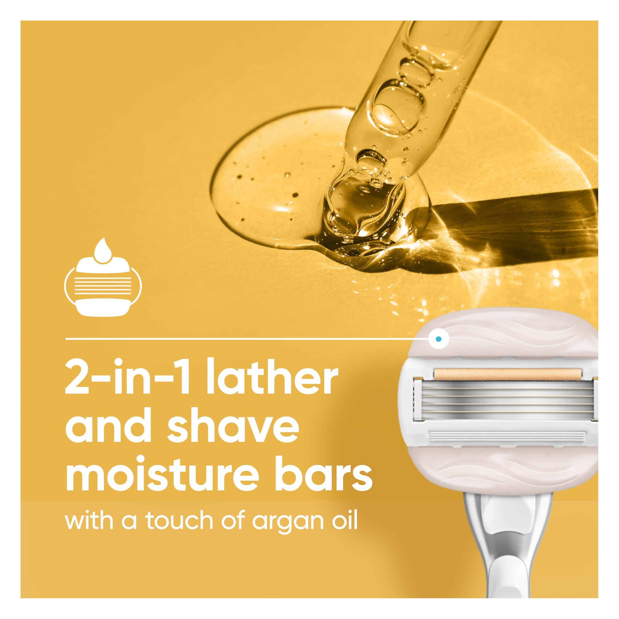 Gillette Venus Moistureglide Women's Razor Refills, 5 Refill Cartridges, Fits Venus Reusable Razor Handles, 5-Bladed Razor Blades with Built-in Shave Gel Bars, Women's Razor