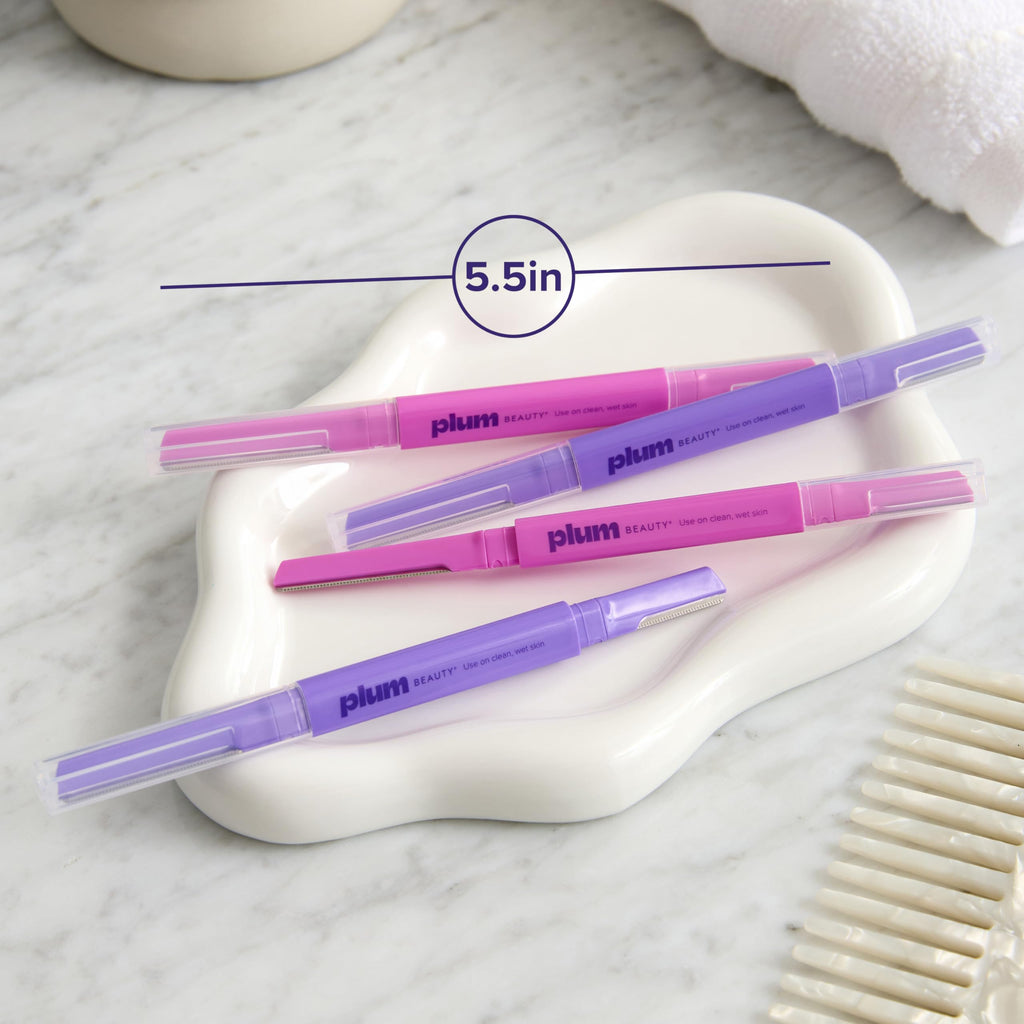 Plum Beauty Double-Sided Dermaplaning Razors (4-Pack) - Womens Facial Razors