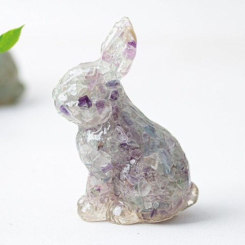 Skiennix Crystal Rabbit Figurine - Standing Bunny Resin Statue | Cute Luxury Desk Decor Gift for Women