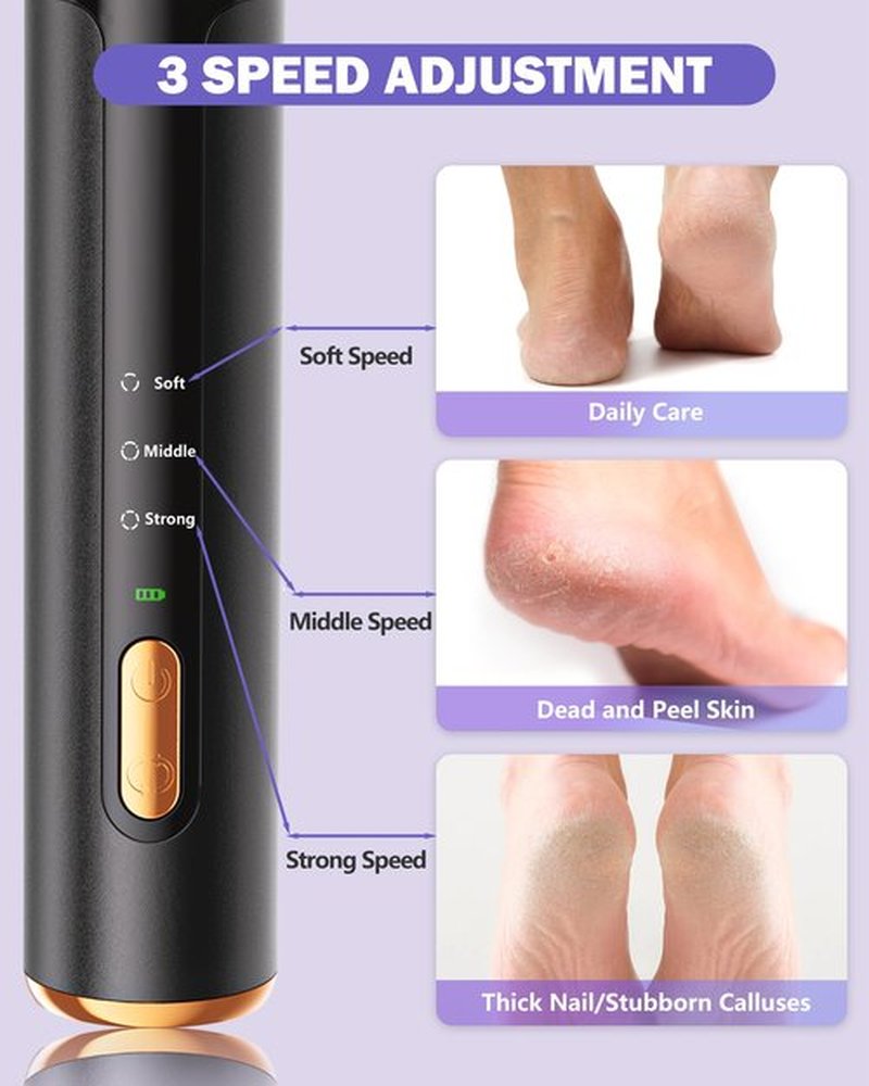 AvantShine Electric Foot Callus Remover, Callus Remover for Feet with 60 Pcs Sandpaper Discs, Rechargeable & Adjustable Speeds LED Display, 2-in-1 Electric Foot File for Dead Skin Removal & Nail Care