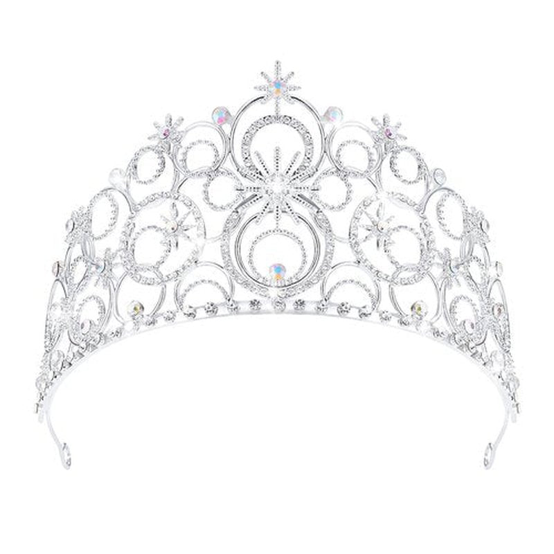JITINX Crystal Crowns for Women, Crystal Tiara Bride Royal Queen Headband Princess Headpieces for Women Bridal Wedding Prom Birthday Party Crowns (Silver)