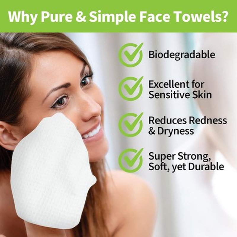 ForPro Disposable Face Towels - Ultra Soft Lint-Free Makeup Remover Cloths | 50 Biodegradable Towelettes