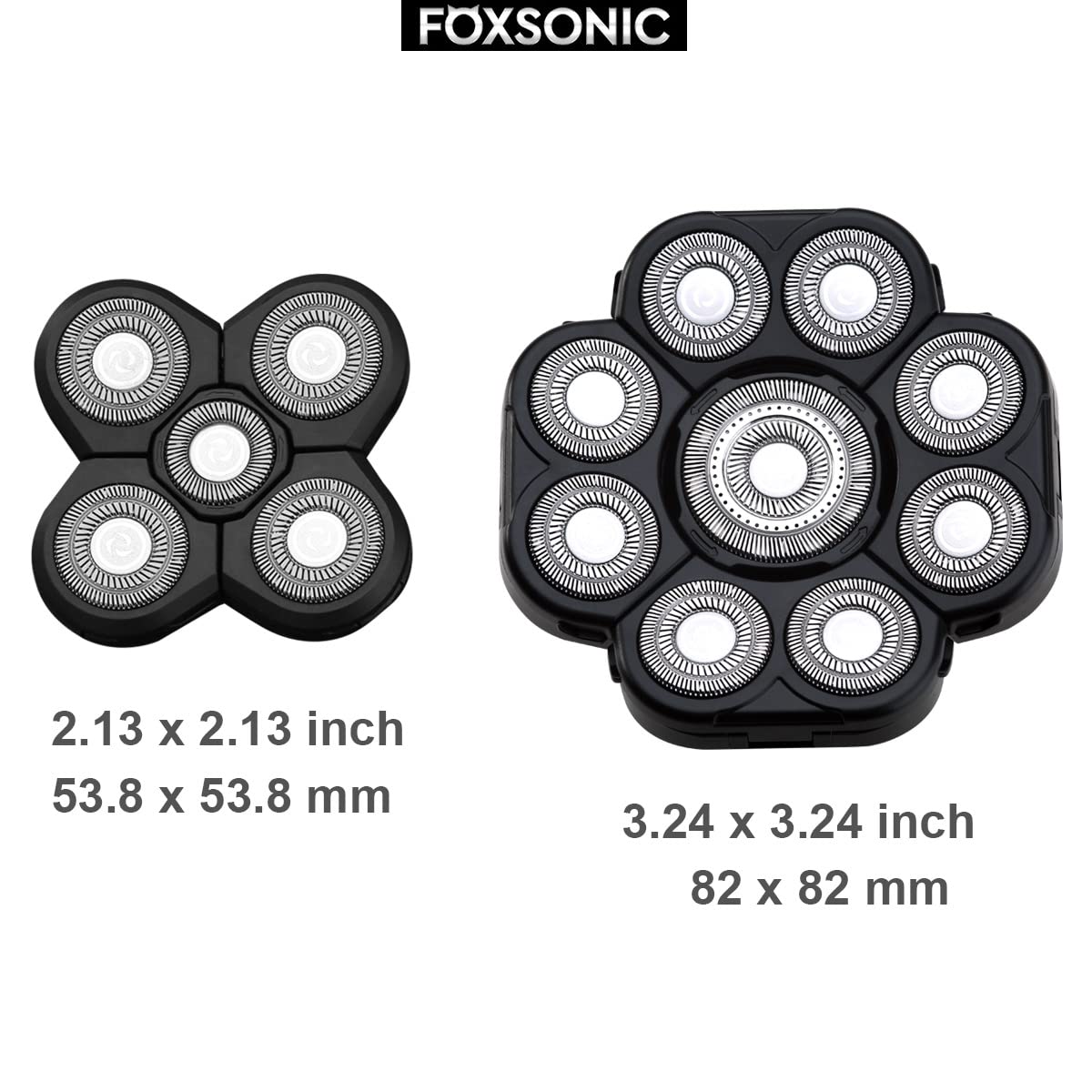 Universa 9 Blades Replacement Heads for Mainstream head shaver brands, Head Shaver Replacement Blades (9 Black)