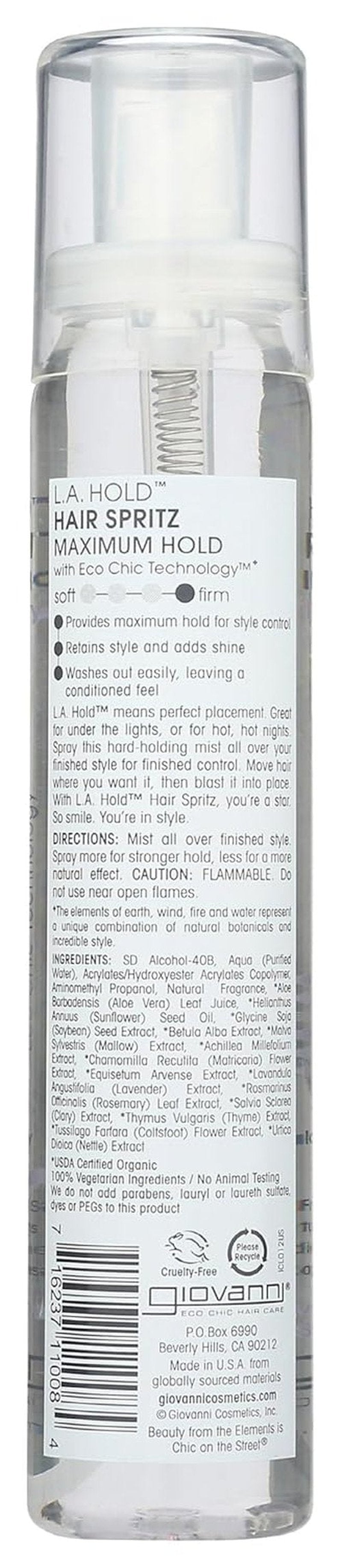 GIOVANNI L.A. Hold Hair Spritz - Lightweight Maximum Hold Styling Spray, Sulfate Free - 5 oz
