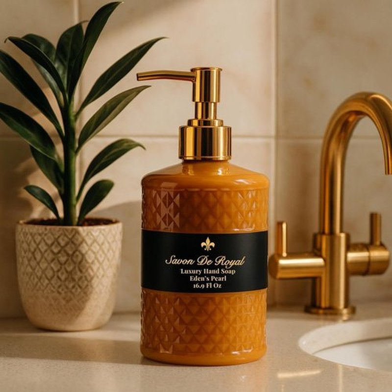 Savon De Royal Luxury Liquid Hand Soap - Jasmine Scent, Moisturizing & Vegan, 16.9 Fl Oz Refillable Bottle