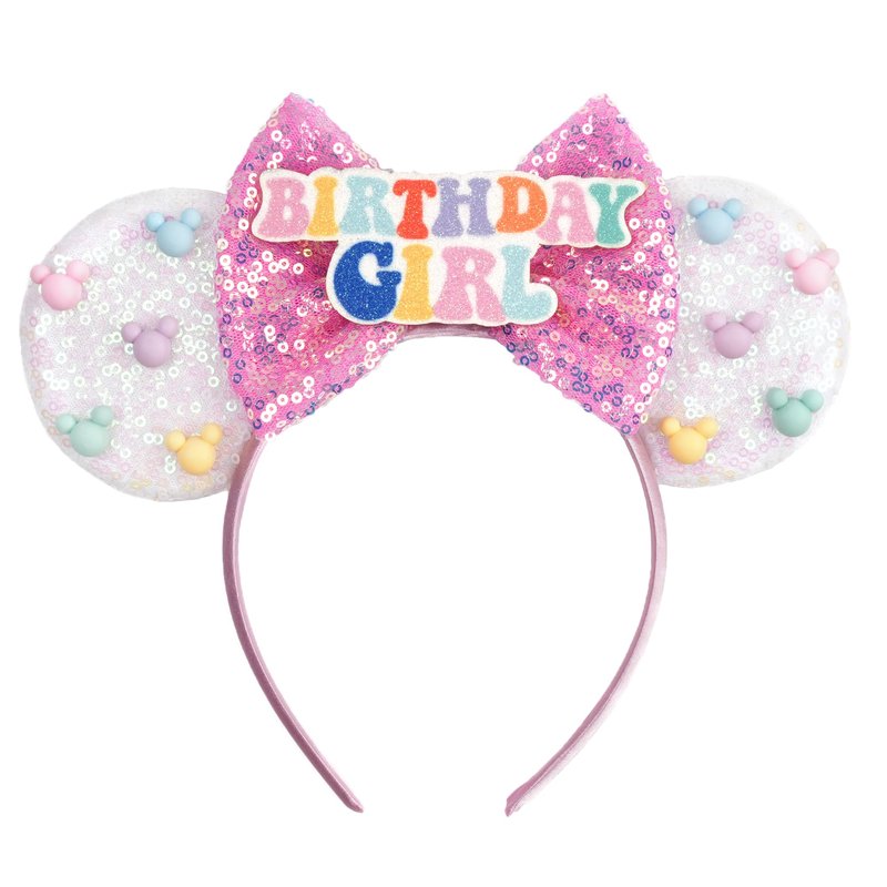 zhezesmila Mouse Ears for Women Birthday Girl Headband Sequin Ears Hair Accessories for Birthday Decorations Park Trips
