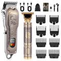 Professional Hair Clipper Set Men's Cordless Hair Clipper T-Shaped Blade Beard Trimmer Nose Hair Trimmer Electric Shaver Rechargeable Professional Hair Trimmer Set (Bronze)