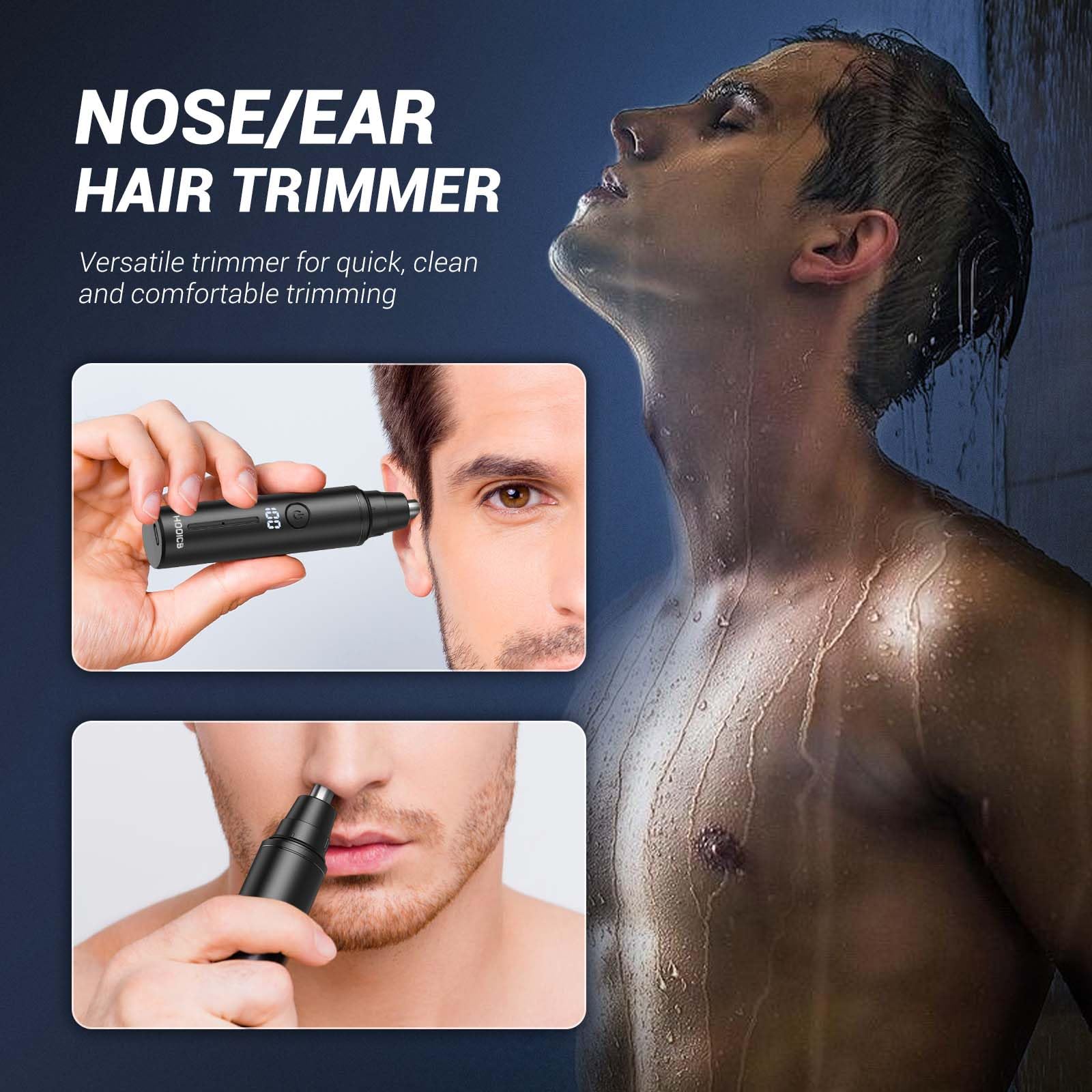 HOOICB Nose Hair Trimmer for Men, Ear Hair Trimmer Grooming, IPX7 Waterproof, Built-in Rechargeable Battery