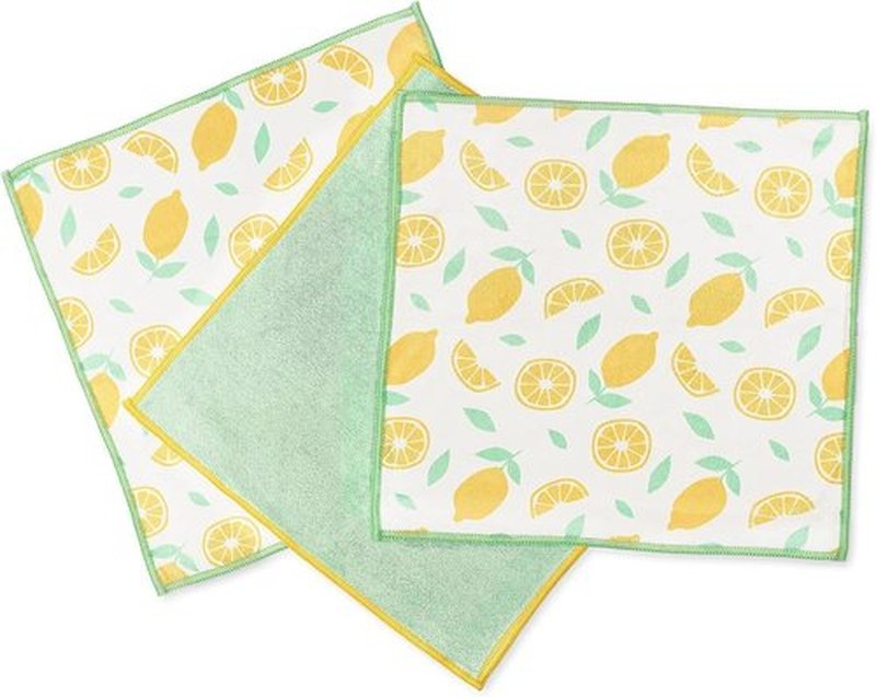 Full Circle Renew Collection Microfiber Cloths - Eco-Friendly Citrus Print, 12.01" x 3", Set of 3 | Naturally Anti-Bacterial