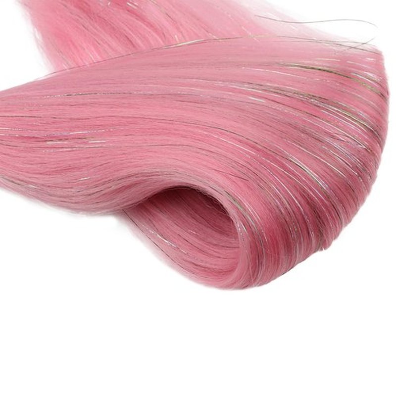 Pink with Tinsel Braiding Hair Pre Stretched 2 Packs 26 Inches Box Braids Hair Extensions Synthetic Pre Stretched Braiding Hair