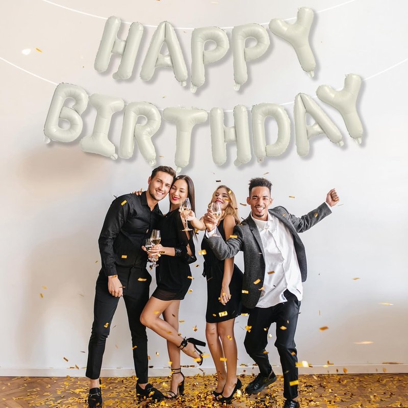 Beige Number 1 Balloon - Happy Birthday Balloon Banner for First Birthday Celebration
