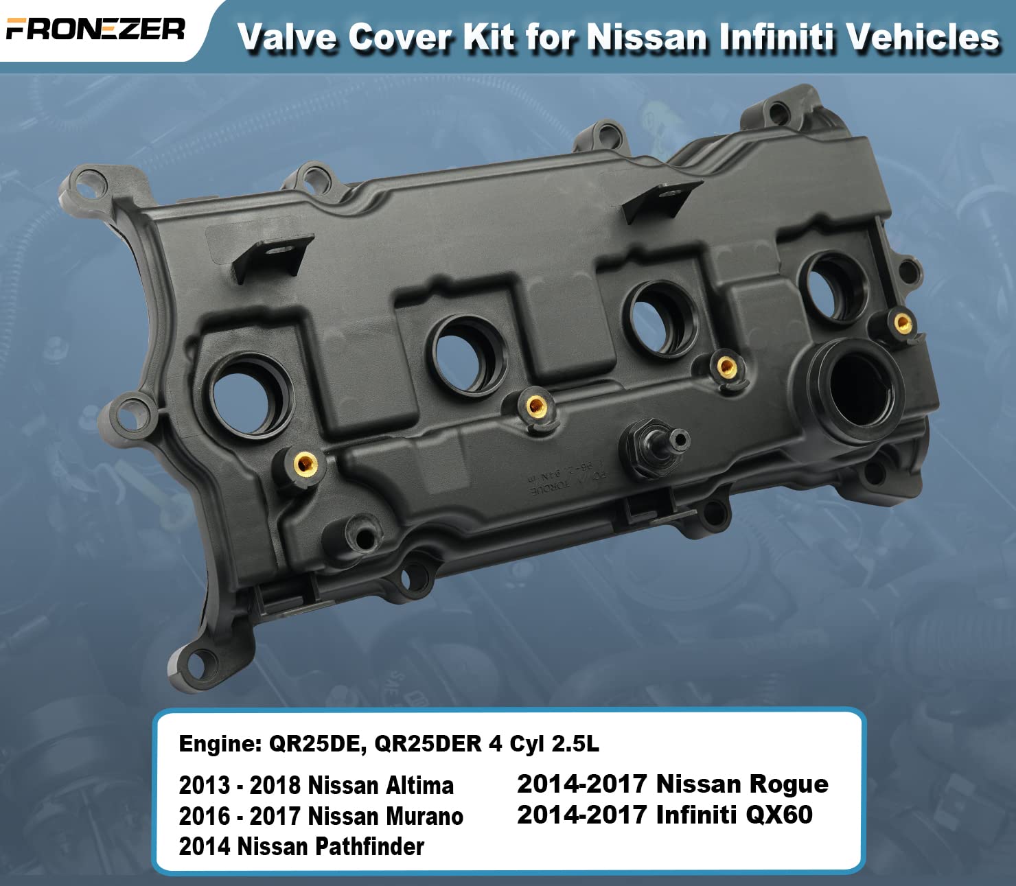 Engine Valve Cover with Gasket Bolts & Oil Filler Cap Compatible with 2013-2018 Nissan Altima 2016-2017 Nissan Murano 2014 Nissan Pathfinder 2014-2017 Nissan Rogue Infiniti QX60 2.5L Part# 13264-3KY0A