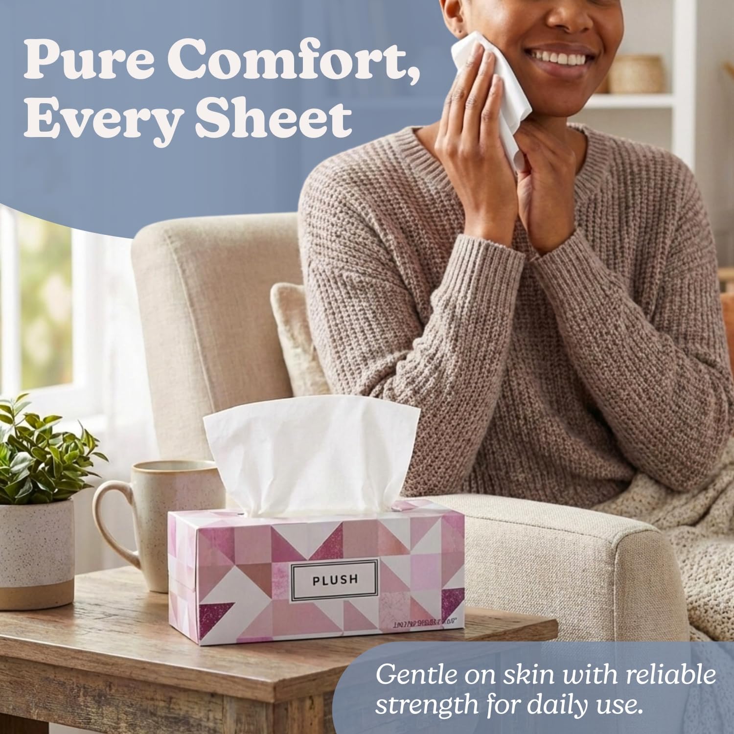 Ultra-Soft 2-Ply Tissues - 7" x 6.9" (5 Packs of 230 Sheets) - Durable & Absorbent - Perfect for Home, Office & Travel