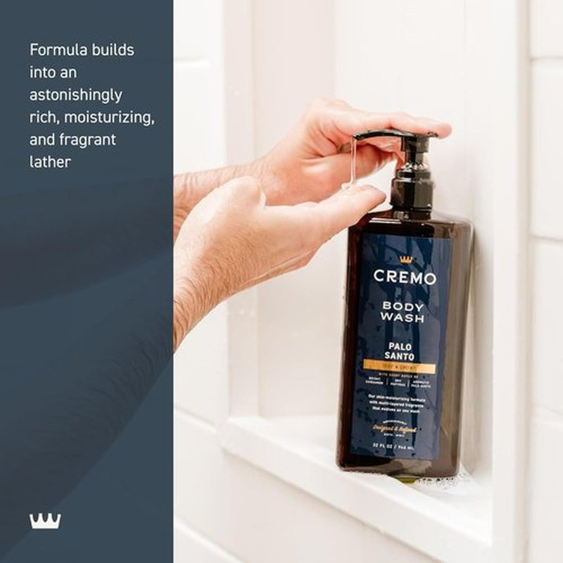 Cremo Palo Santo Body Wash for Men - Rich Lather, 32 Fl Oz | Invigorating Cleanse
