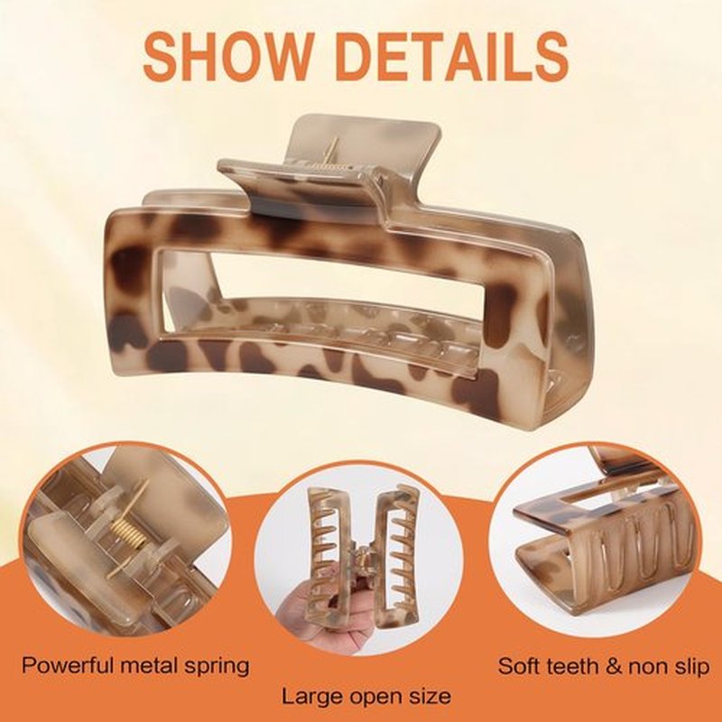 Molizummy 6 Pack 5 Inch Extra Large Claw Clips for Thick Hair, Jumbo Tortoise Shell Claw Clip for Women Girls, Non-slip Hair Clips for Thick/Long/Curly Hair, Big Square Jaw Accessories