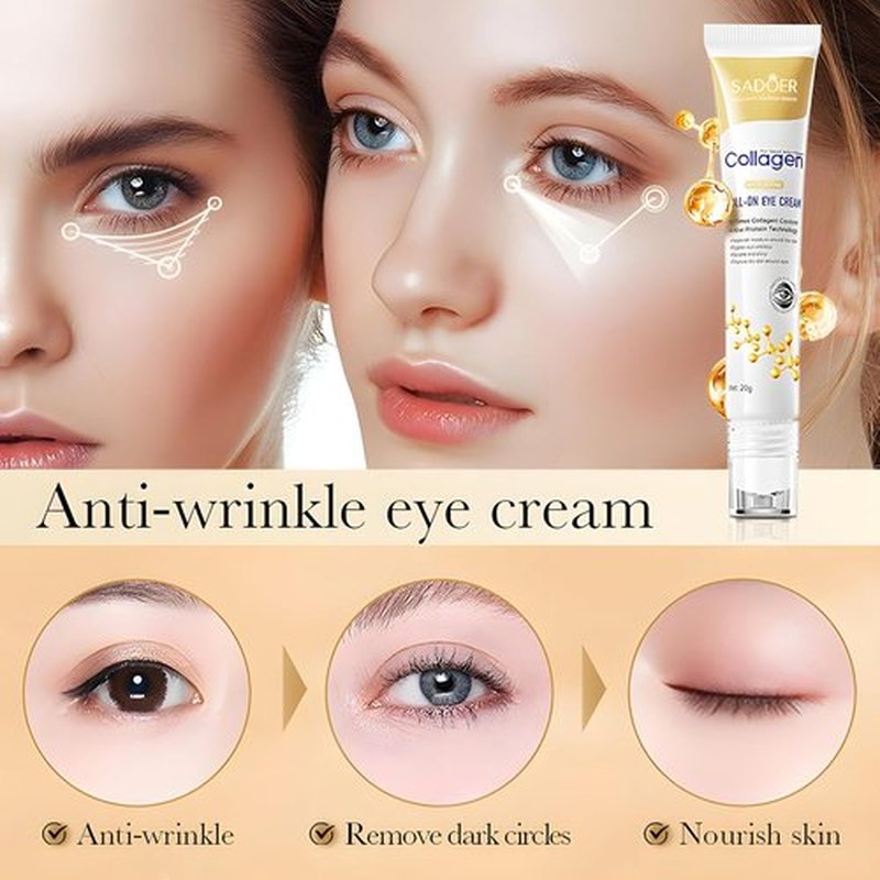 ROUXUN Age Correcting Eye Cream, Anti-Aging Hyaluronic Acid, Collagen Reduce Wrinkles, Dark Circles & Under Eye Puffiness, Lift, Ice Roller For Under Eye Bags And Puffy Eyes