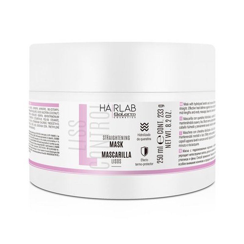 SALERM - Smoothing Hair Mask - Lisos Hair Lab - 250 ml - Perfect Smoothing for Unruly Hair - With Hydrolyzed Keratin and Coconut Oil - Heat Protector for Hair - Eliminates Frizz