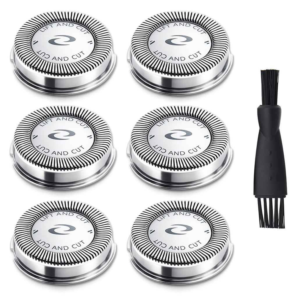 Poweka 6pcs HQ56 Replacement Shaver Heads for HQ3 HQ4 HQ55 HQ56 HQ6,Razor Shaving Heads Blade Compatible with Philipss Norelcos HQ300 HQ442 HQ916 HS190 HQ6990 Electric Shavers