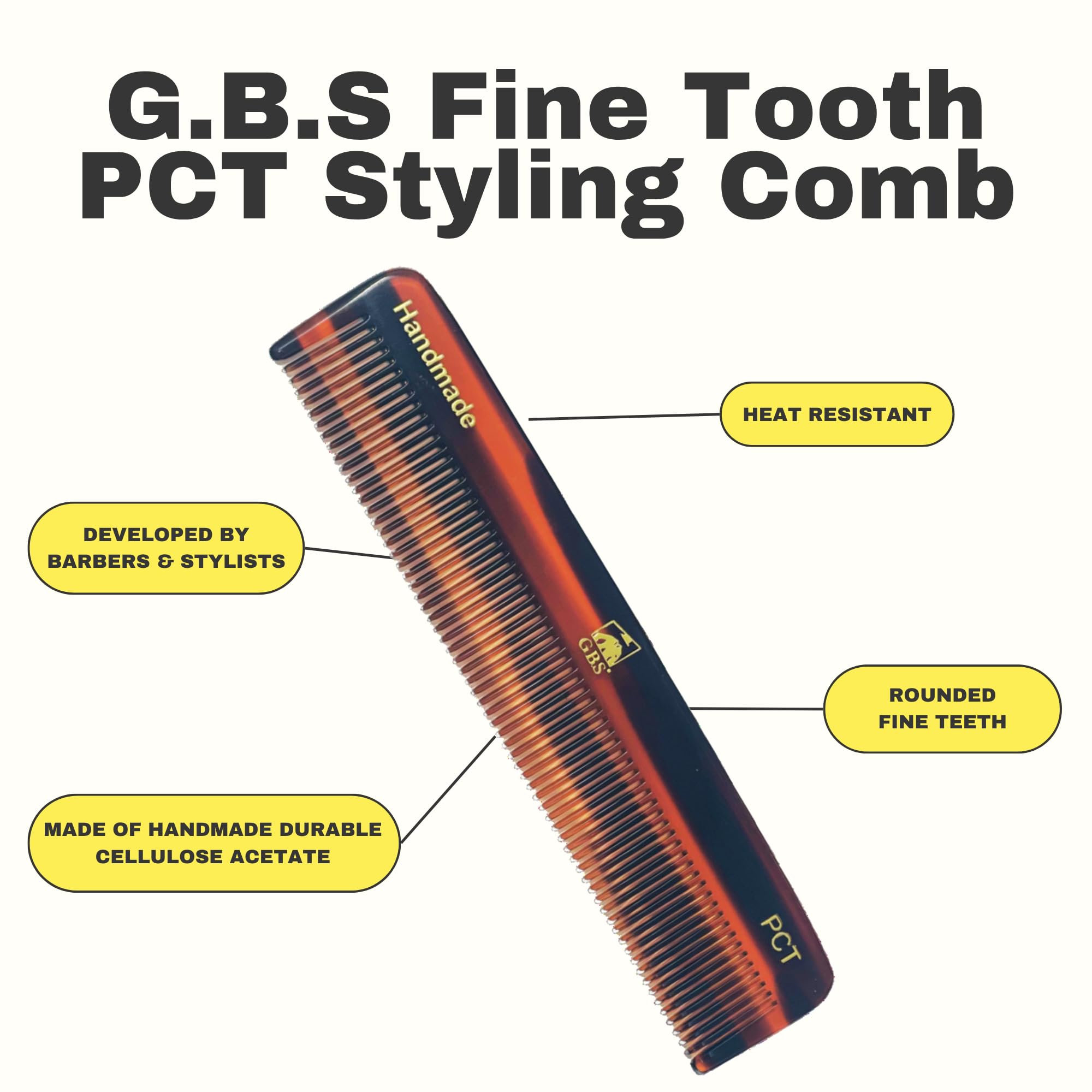 G.B.S GENTS Unscented Mustache Wax Grooming Kit – Extra Strong Hold Wax Tin, 5” Tortoise Shell Cellulose Acetate Comb & Mini Mustache Beard Pocket Comb – Handmade Anti-Static Styling Set for Men