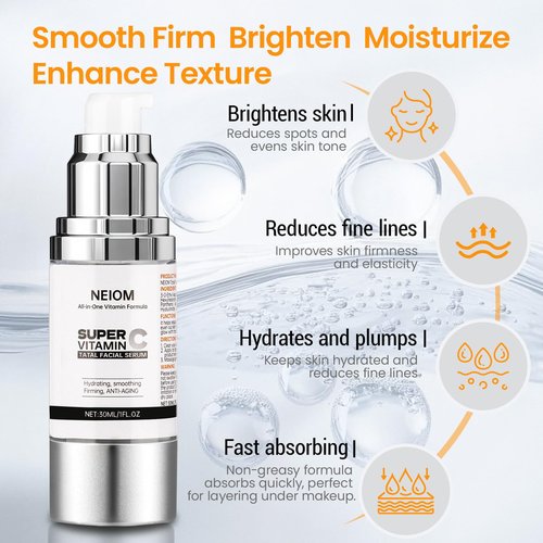 Super Vitamin C Serum for Face with Pure Hyaluronic Acid,Vitamin E,Tri-Peptide,B5, – Anti Aging, Dark Spot Remover & Collagen Booster – Hydrating, for Mature Skin – 1 fl oz