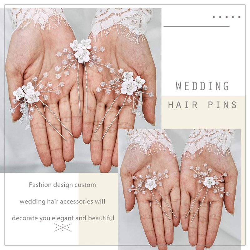Yean Baby Breaths Hair Pins Flower Silver Hair clips Wedding Hair Accessories for Girls(Pack of 5)