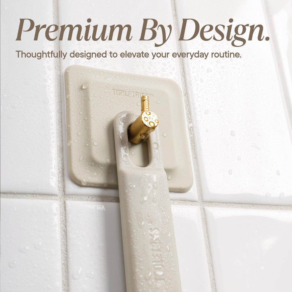 TOOLETRIES Arnold Silicone Shower Hook 2 Pack, Adhesive Hooks - Sand