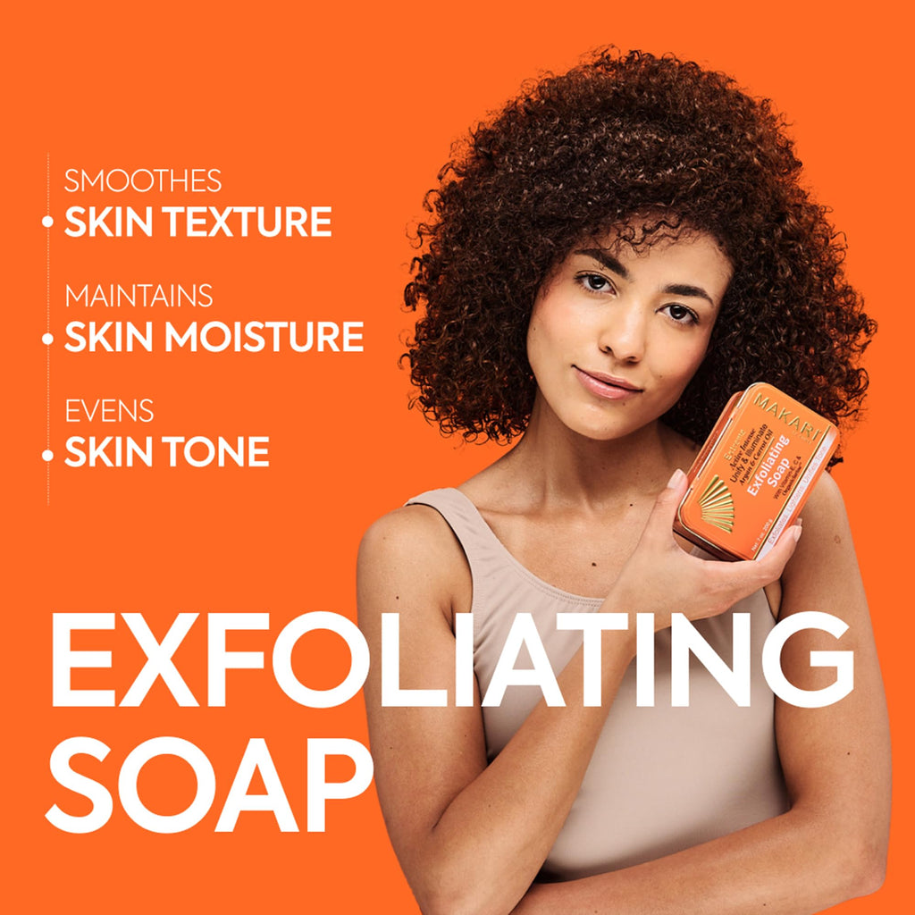 MAKARI Extreme Active Intense Argan & Carrot Oil Exfoliating Soap 2-Pack (7 oz) | Radiance-Boosting Bar | With Apricot Seed Extract & Vitamins C & E | Helps Reveal Smoother-Looking Skin