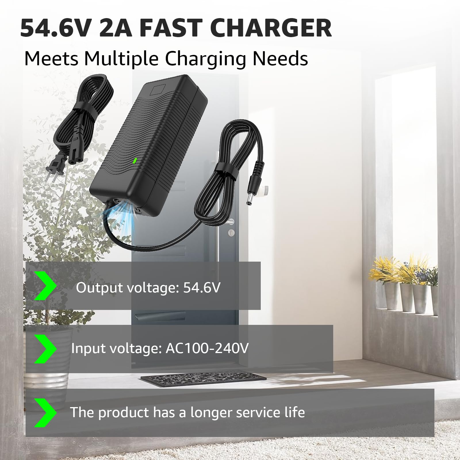 54.6V 2A Charger for 48V Lithium Battery - Universal 48V Battery Charger