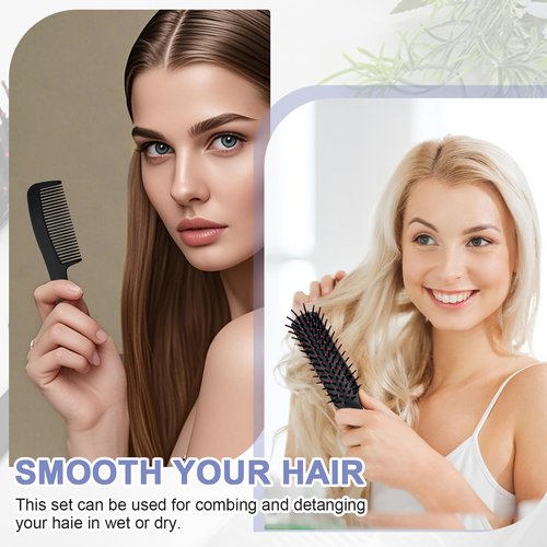 JoseHana Hair Brush and Comb Set, 100 Pcs Bulk for Homeless Individually Wrapped, Lightweight Hair Brush and Comb for Women Kids Hotel Travel (Black)