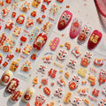 5D Embossed Lucky Cat Nail Sticker Nail Art Decals for Spring Festival Chinese New Year Lion Characters Manicure Nail Supplies (Lucky)