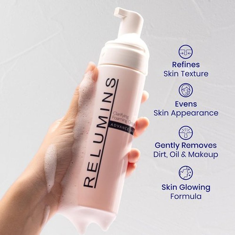 Relumins Advance Clarifying Foaming Cleanser - Gentle Facial Cleanser for Sensitive Skin | Removes Dirt & Makeup – 200ml