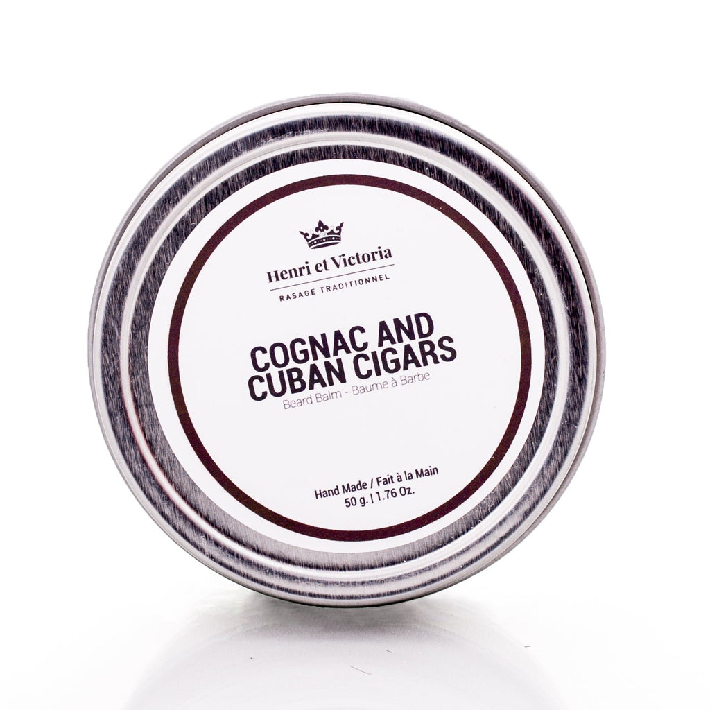 HENRI ET VICTORIA Cognac and Cuban Cigars Beard Balm Moisturizing, Non Greasy, Simple and Effective Ingredients | Hand made | 50g