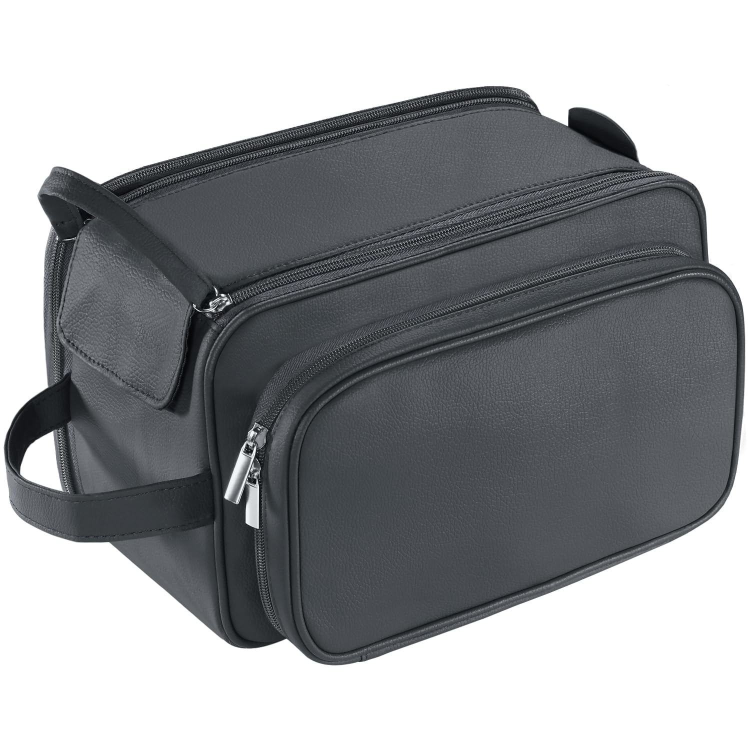 Buruis Extra Large Toiletry Bag for Men, Travel Toiletry Organizer Dopp Kit Water-resistant Shaving Bags, PU Leather Cosmetic Bathroom Shower Bag for Toiletries, Grooming, Accessories (Black)
