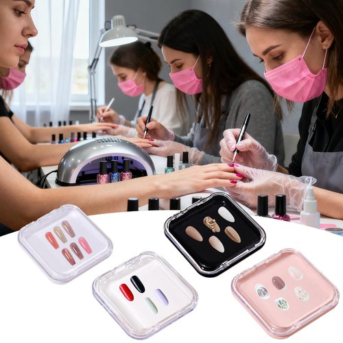 Aiuulu 24Pcs Press on Nail Box Packaging, Nail Container for Press Ons Storage with 60Pcs Adhesive Double Sided Tape