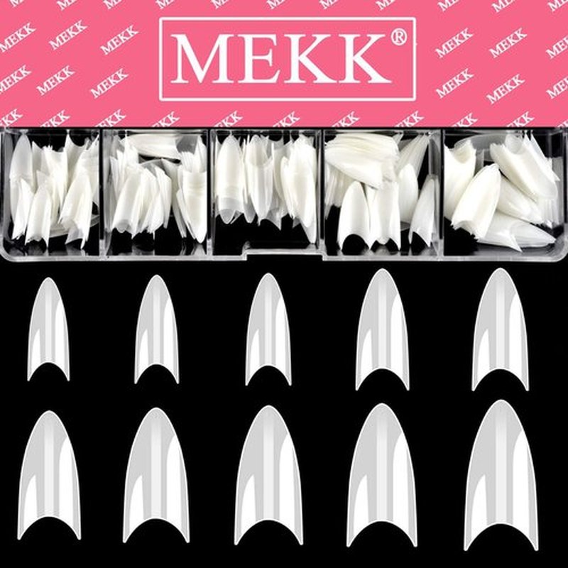 Short Stiletto Nail Tips Natural Nail Tips Half Cover MEKK 600PCS Acrylic False Nail Tips Fake Nail Tips for Nail Salons and DIY Nail Art at Home,10Sizes
