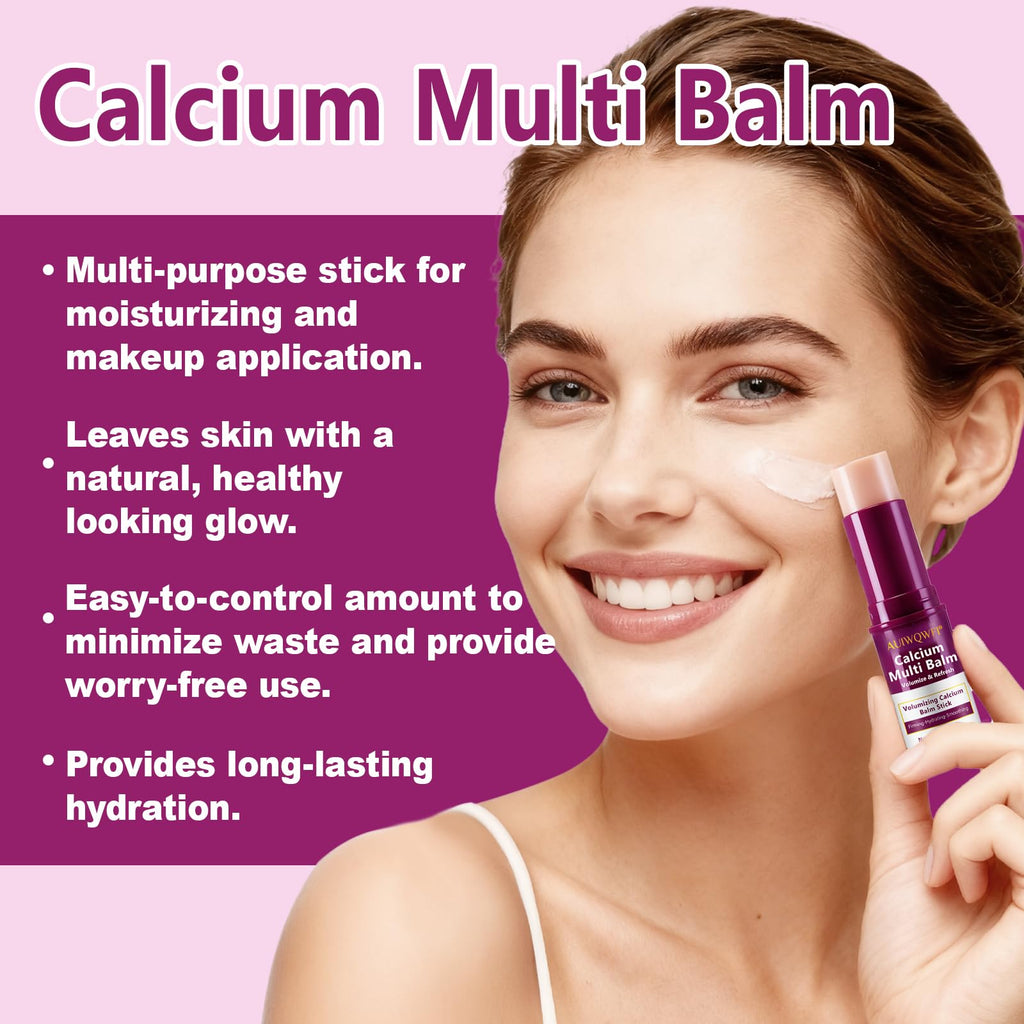 AUIWQWFI Calcium Multi Balm Stick - Korean Collagen Moisturizing Cream, Visibly Reduces Wrinkles & Firms Skin, All-in-One Face, Eye & Neck Care for Women & Men, 9g