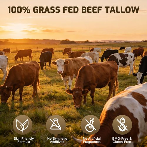 Beef Tallow for Skin, Tallow and Honey Balm, 100% Organic Grass-Fed Beef Tallow Face Moisturizer with Raw Honey & Jojoba Oil, Whipped Tallow Balm for Face Body Deep Nourish Soothe Dry, Sensitive Skin
