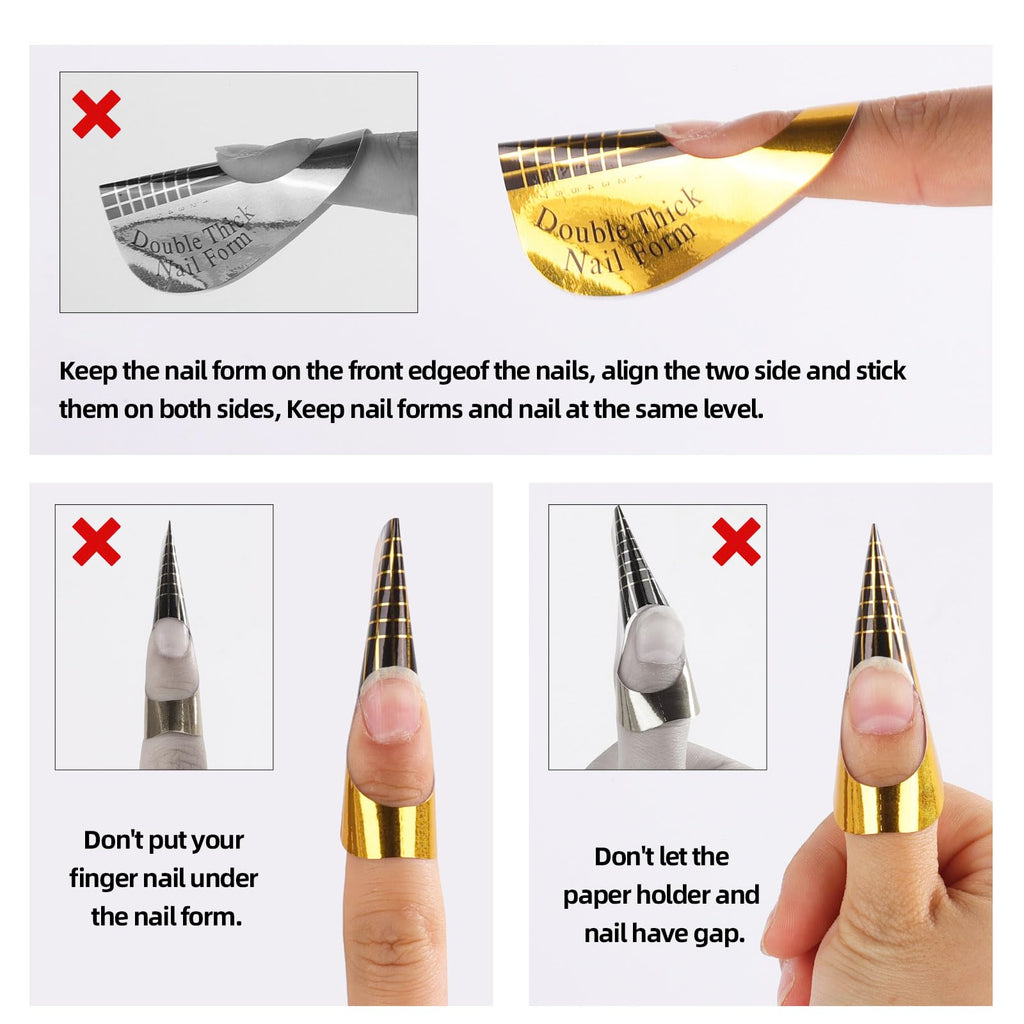 300 Pieces Acrylic Nail Form Sticker Nail Sculpting Forms Golden Horseshoe-shaped Nail Extension Forms for Builder Gel and Acrylic Nails
