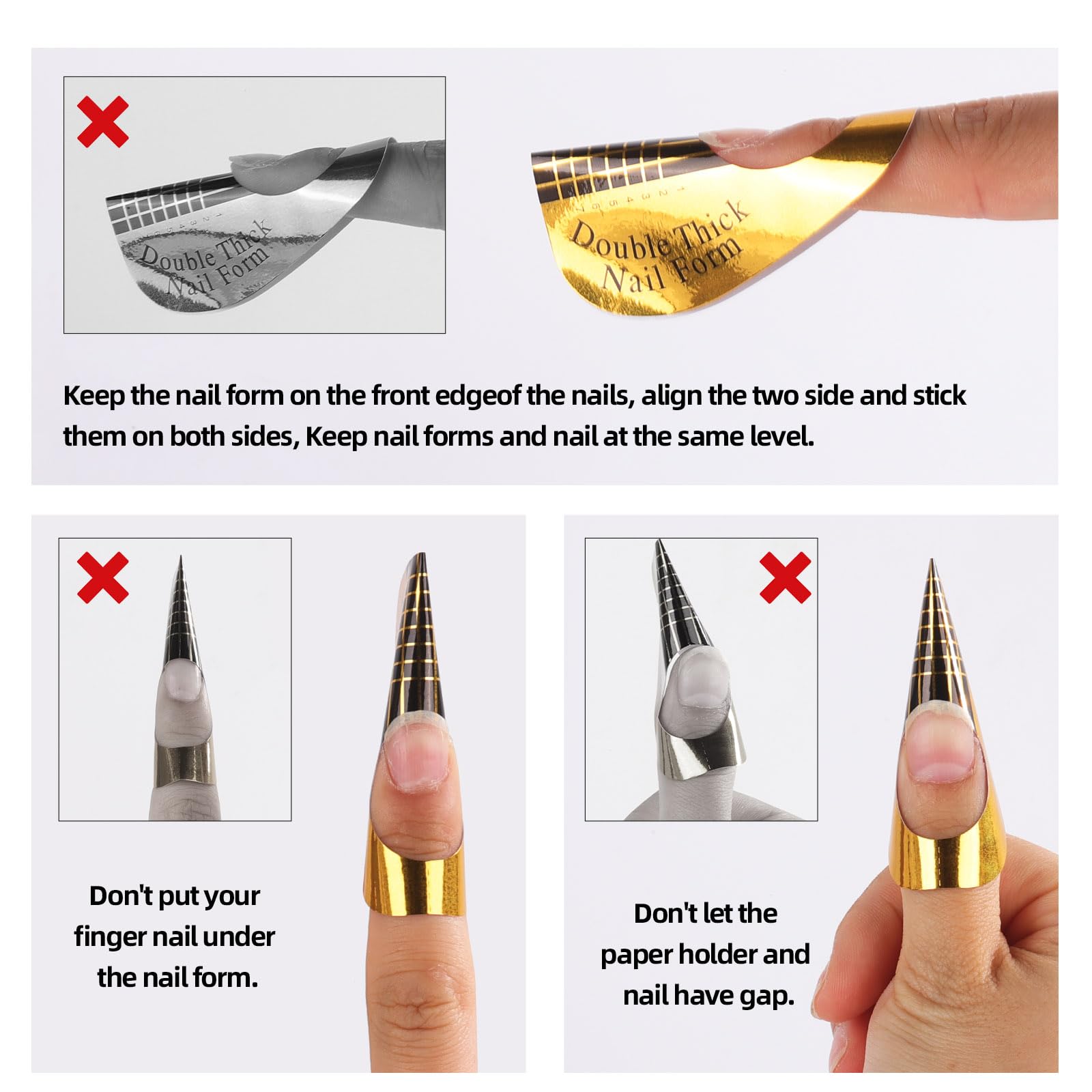 300 Pieces Acrylic Nail Form Sticker Nail Sculpting Forms Golden Horseshoe-shaped Nail Extension Forms for Builder Gel and Acrylic Nails